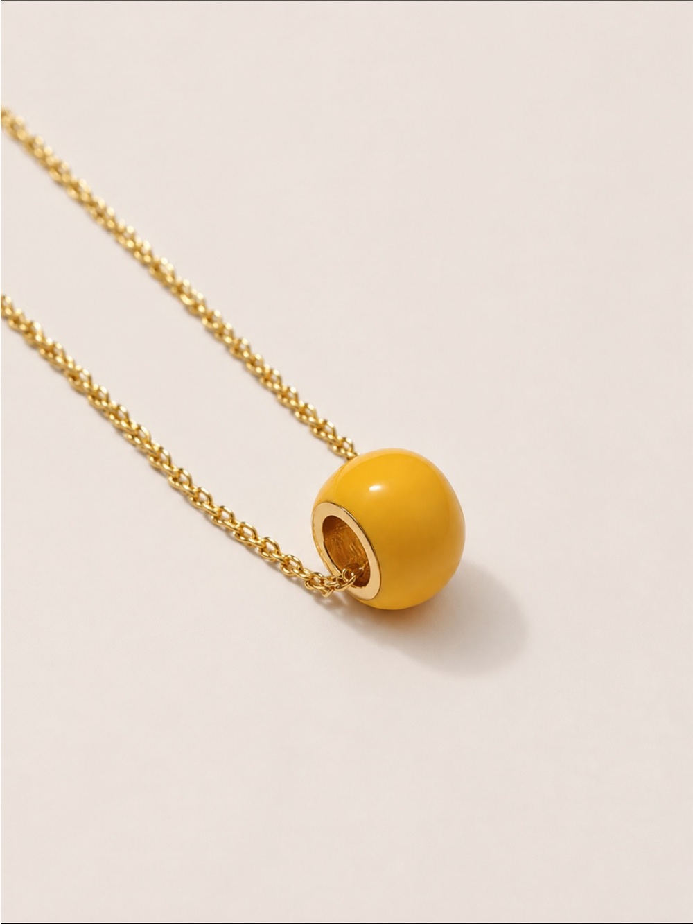 New! Yellow Gold Bead Pendant Gold Chain Necklace NWOT 5029
